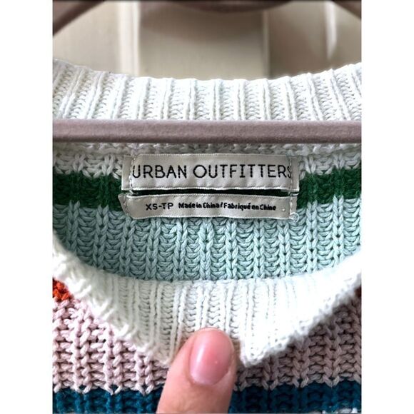 URBAN OUTFITTERS Andi Intarsia Knit Crew Neck Sweater 90s stripes size XS - Picture 9 of 12